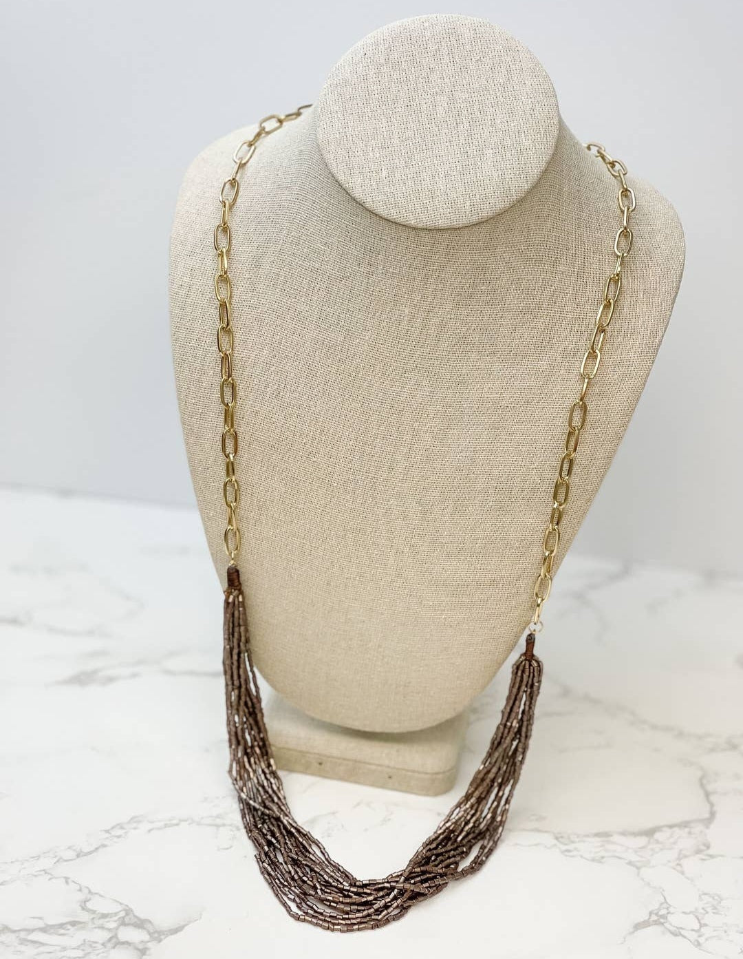 Multi-Strand Seed Bead Long Necklace