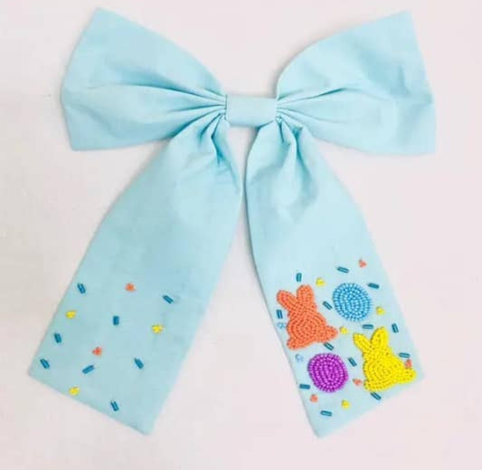 Easter Beaded Alligator Clip Hair Bow