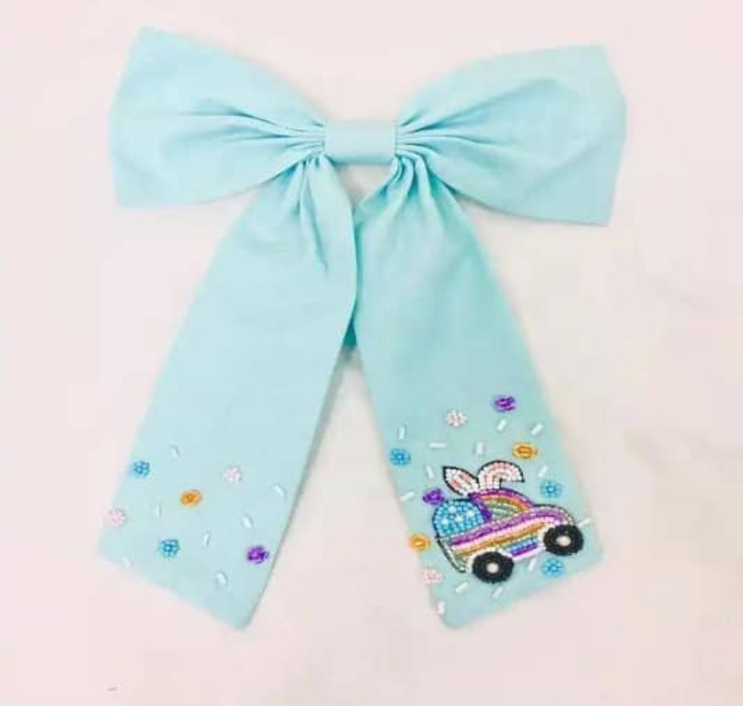 Easter Beaded Alligator Clip Hair Bow
