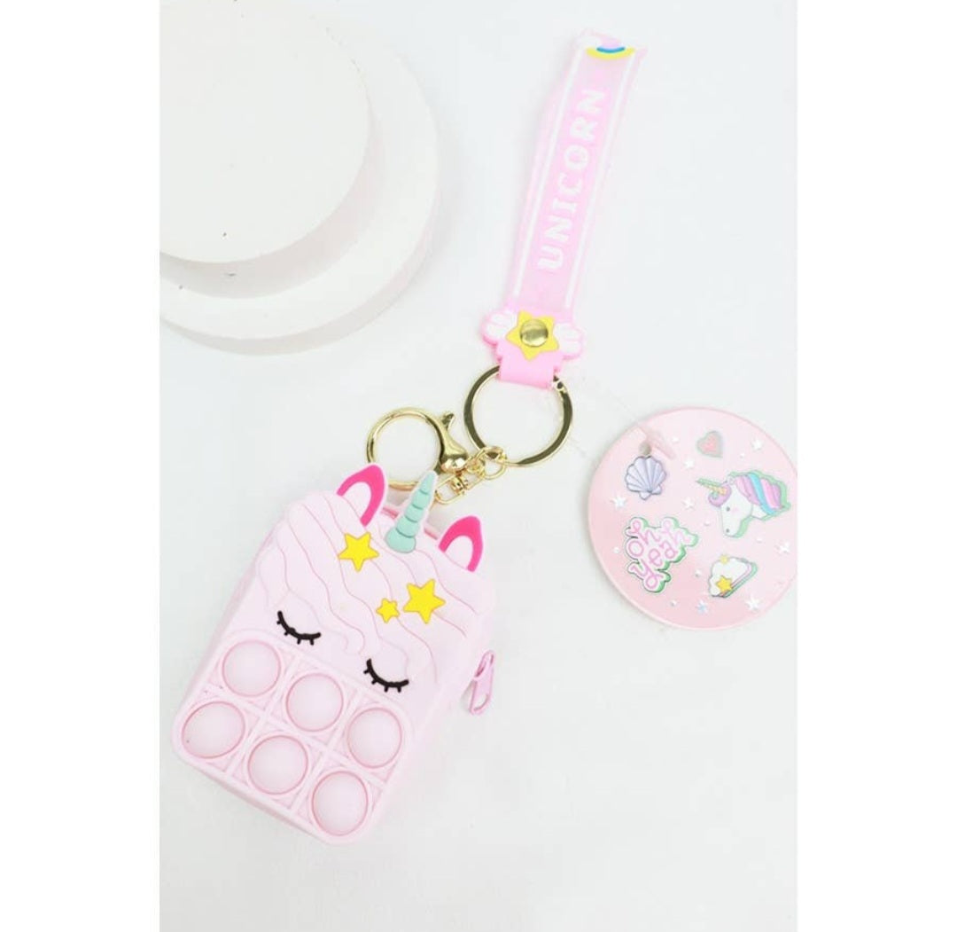 Unicorn Pop It Coin Purse Keychain