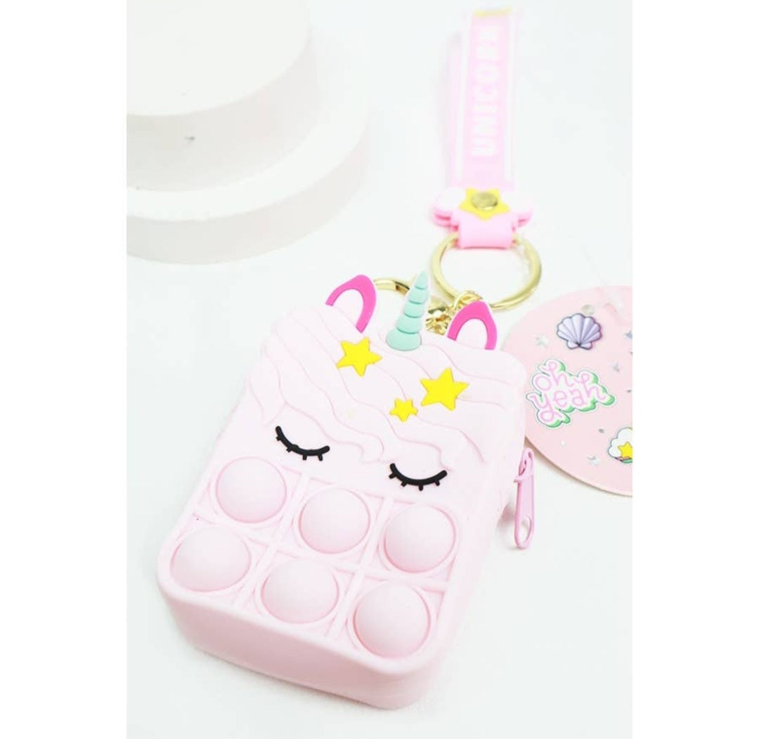 Unicorn Pop It Coin Purse Keychain