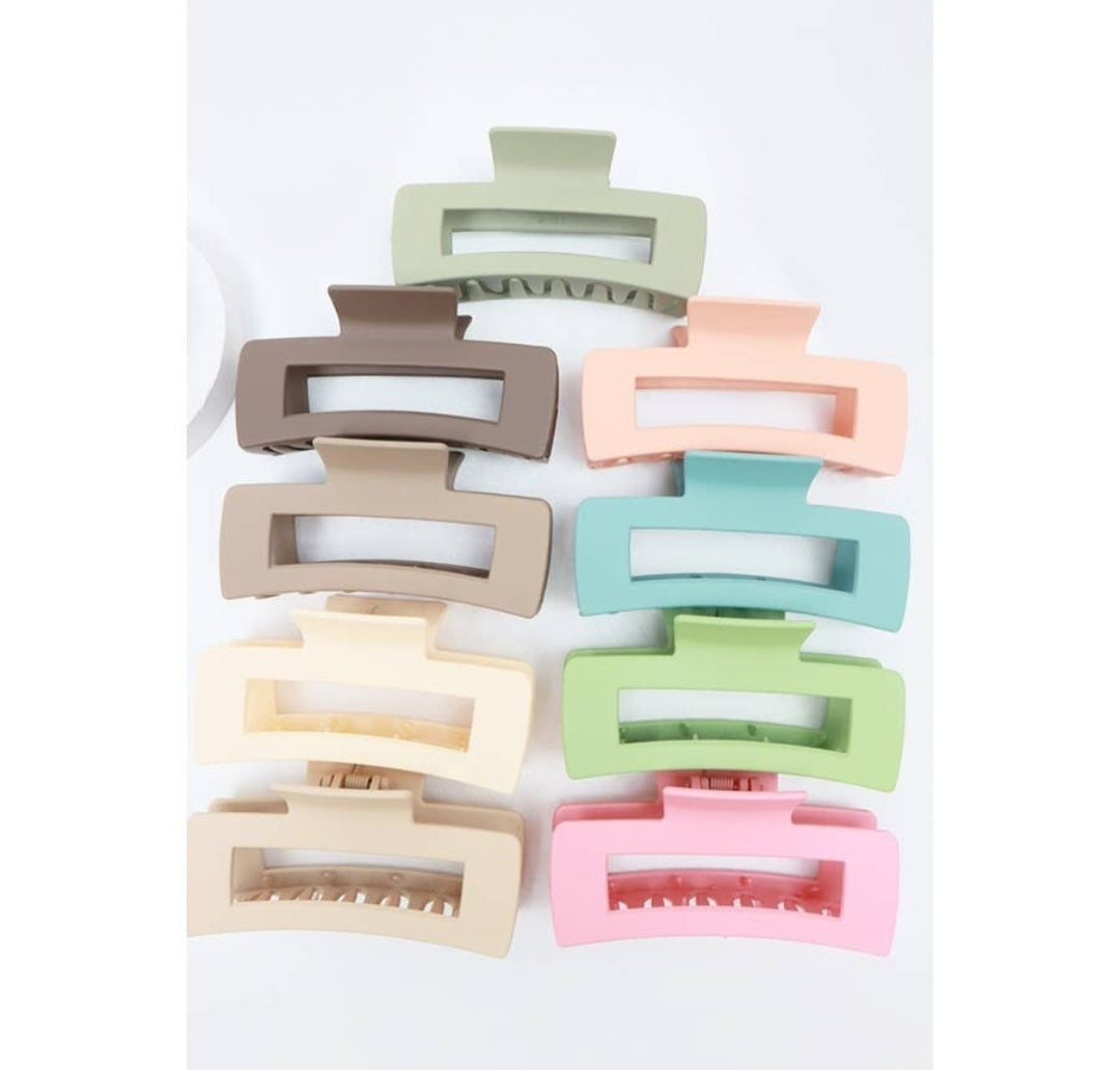 Matte Large Cut Out Rectangle Claw Clip