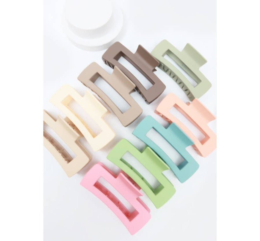 Matte Large Cut Out Rectangle Claw Clip