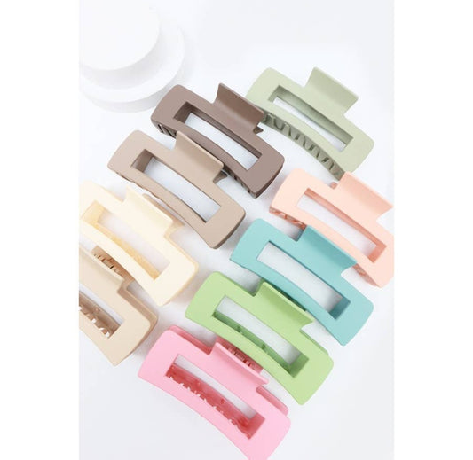 Matte Large Cut Out Rectangle Claw Clip