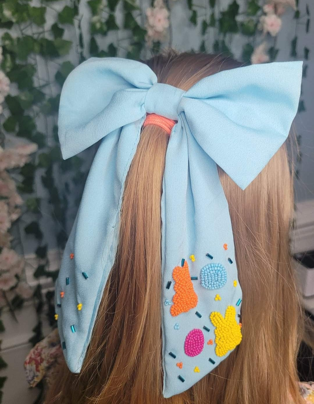 Easter Beaded Alligator Clip Hair Bow
