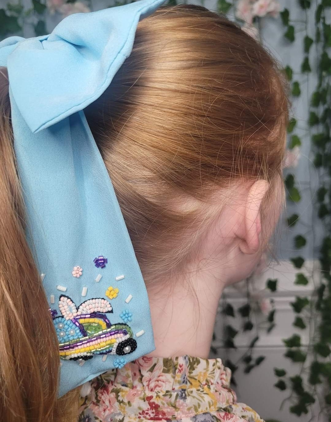 Easter Beaded Alligator Clip Hair Bow