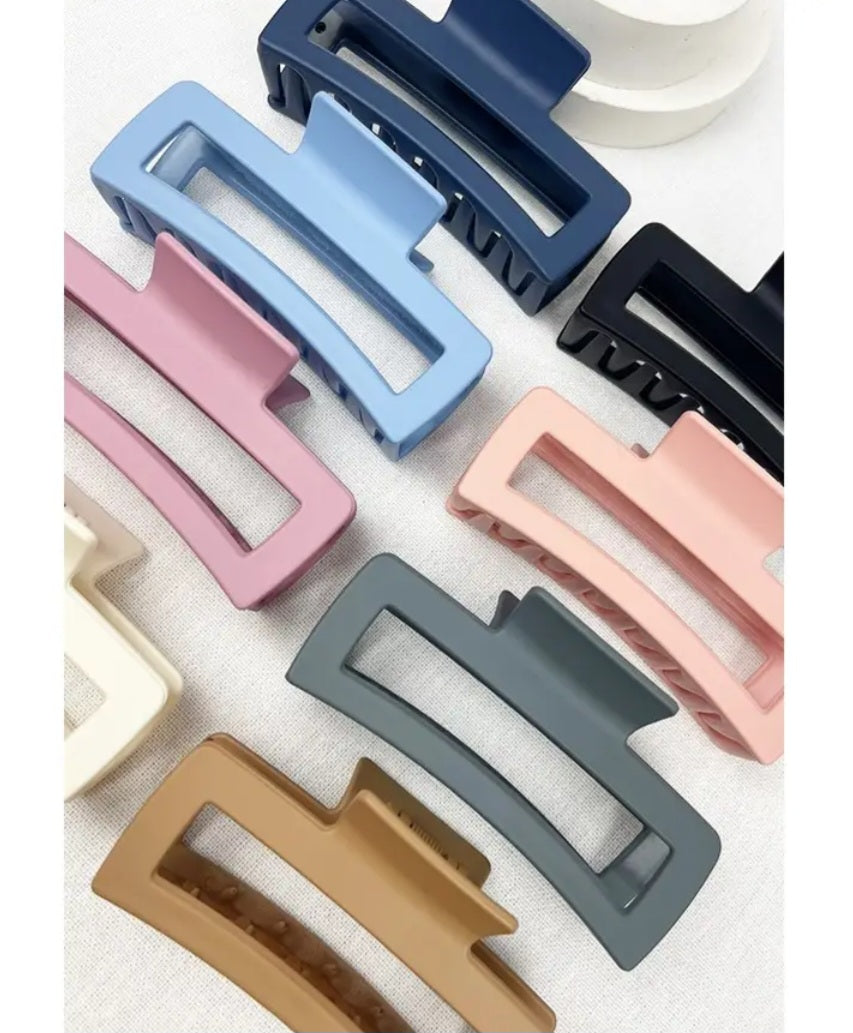 Matte Large Cut Out Rectangle Claw Clip