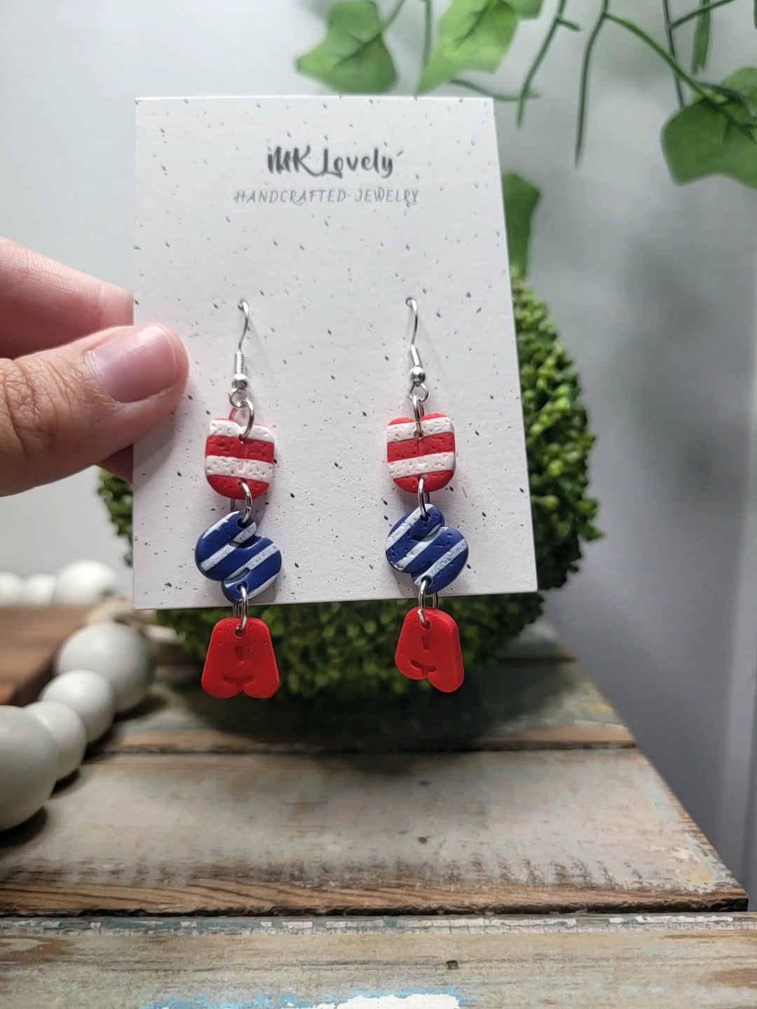 Striped 'USA' Dangles