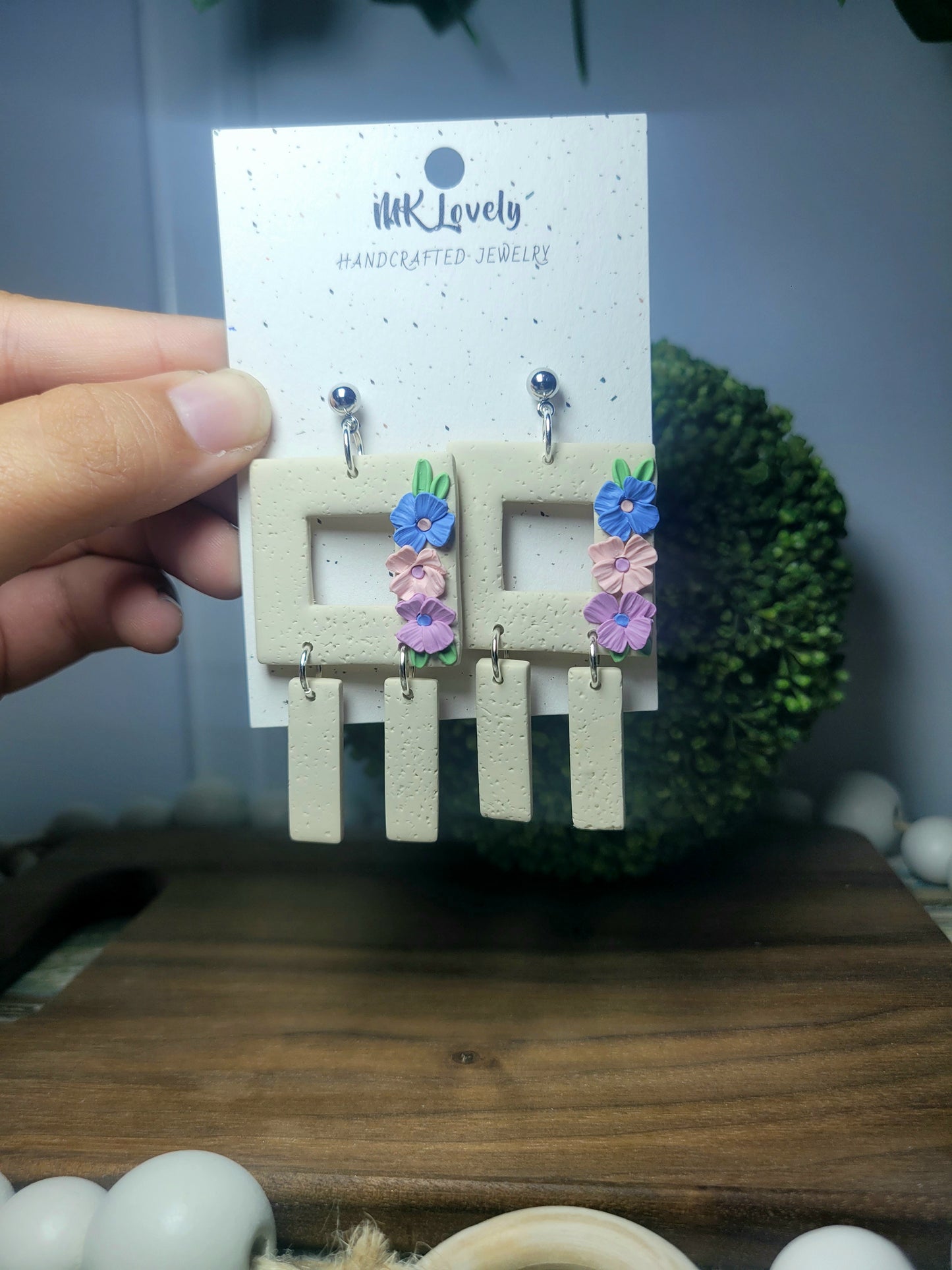 Square Floral Dangles