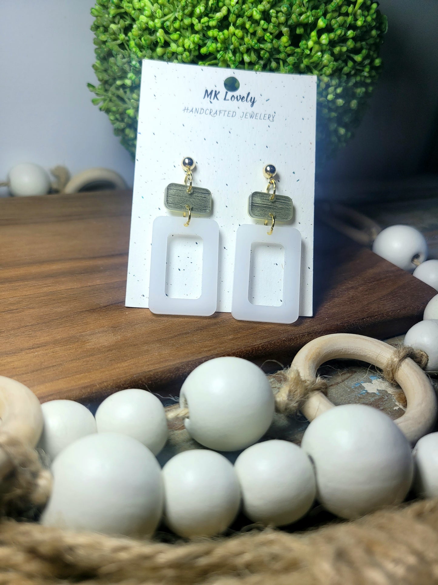 Milky White Geometric Earrings