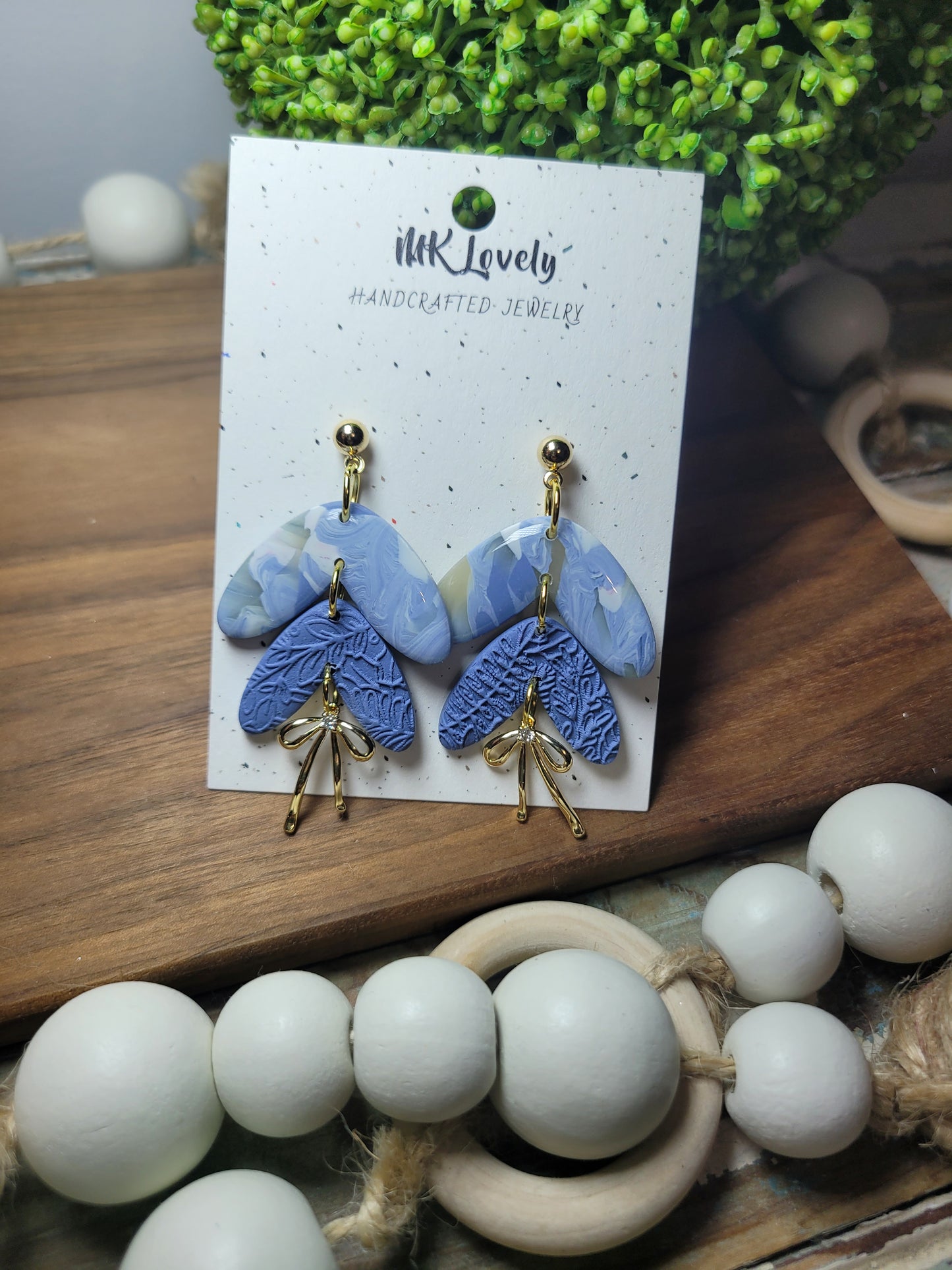 Marbled Blue Bow Drops