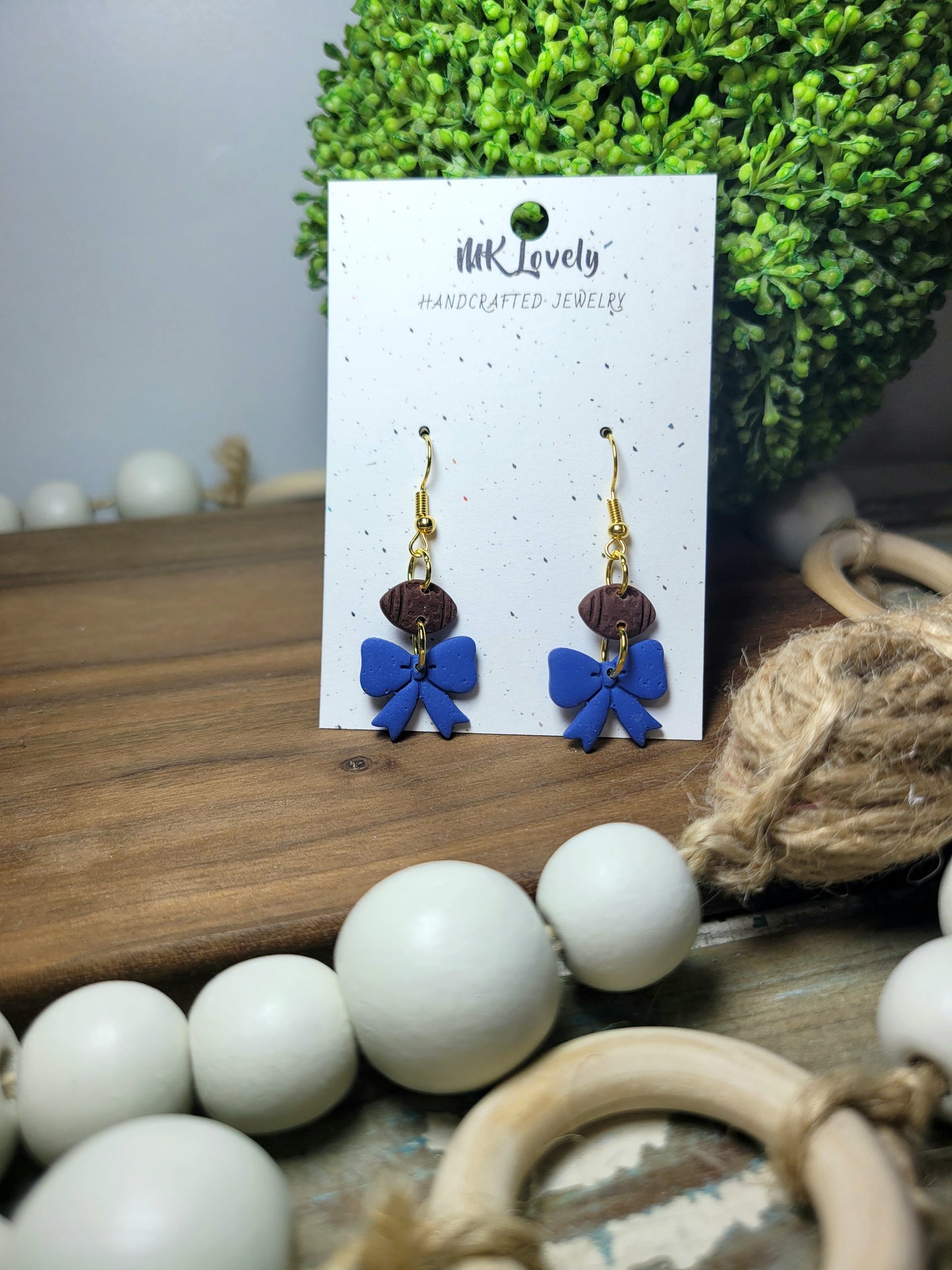 Colored Football Bow Dangles