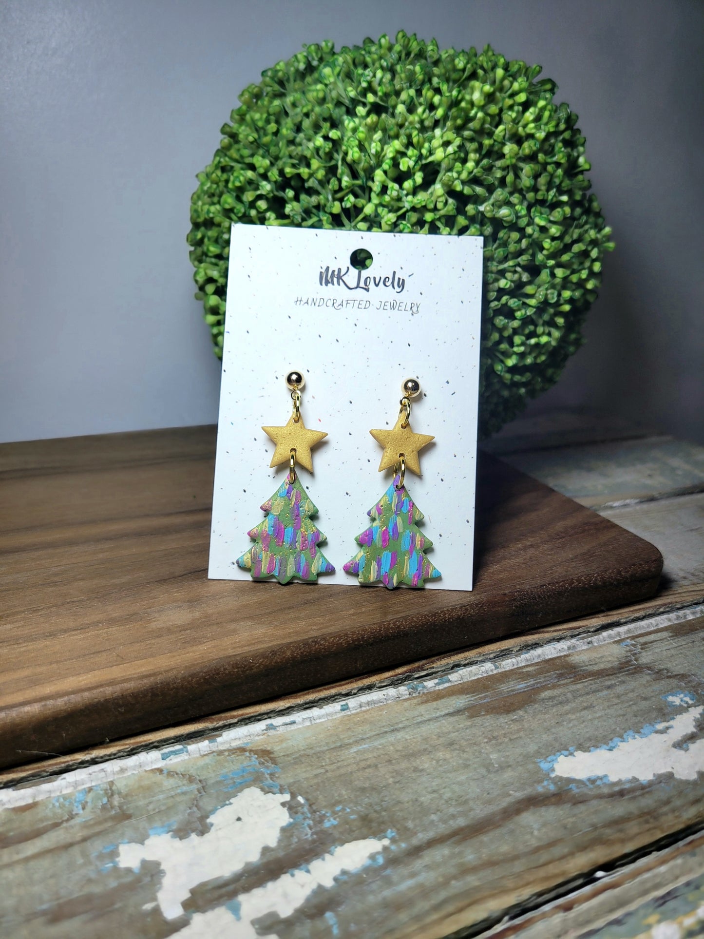 Handpainted Multi-Colored Christmas Earrings
