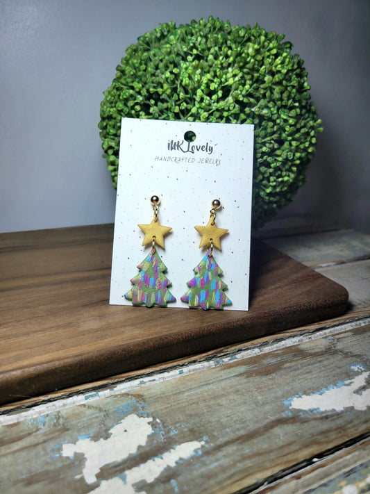 Handpainted Multi-Colored Christmas Earrings