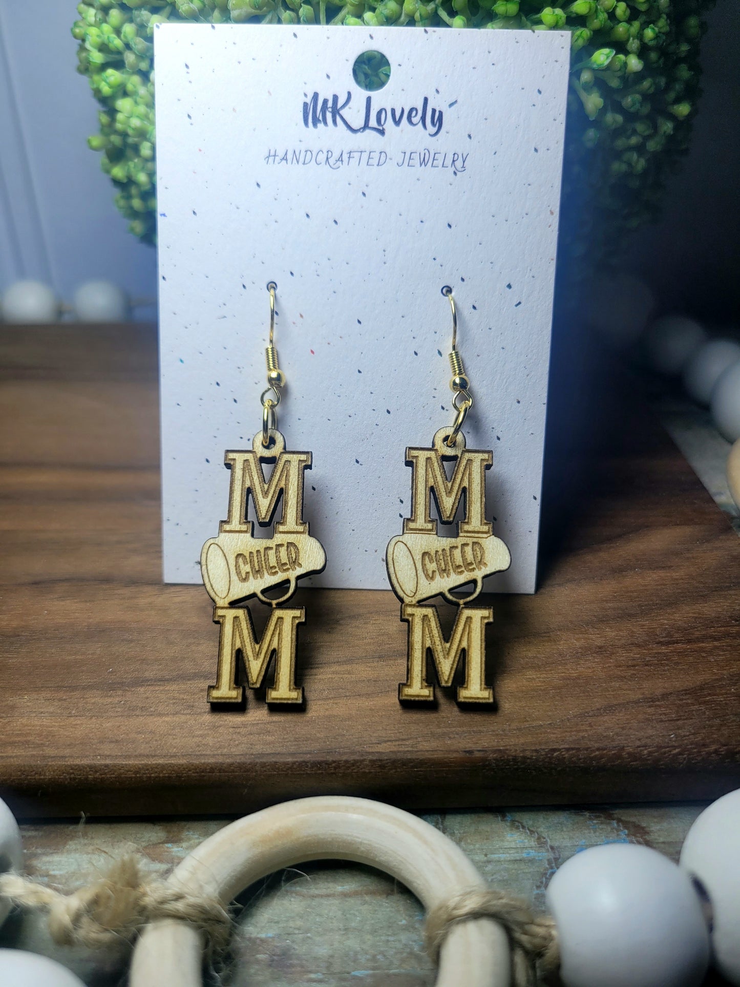 Wooden Sports Mom Earrings