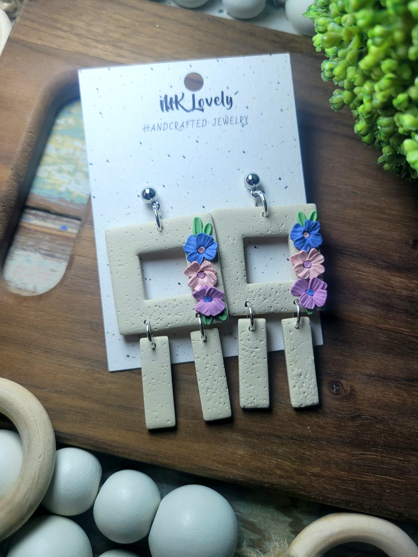 Square Floral Dangles
