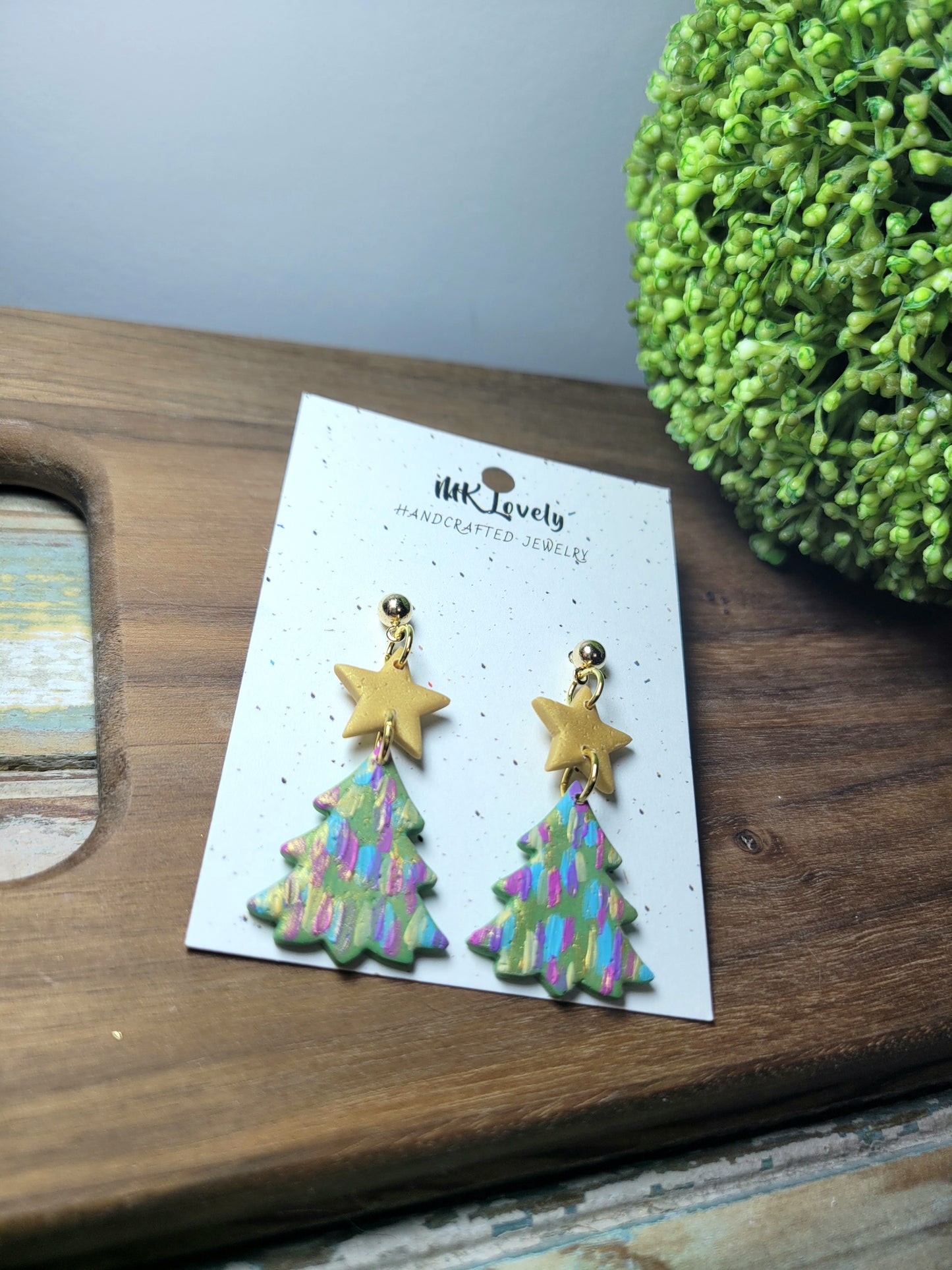 Handpainted Multi-Colored Christmas Earrings