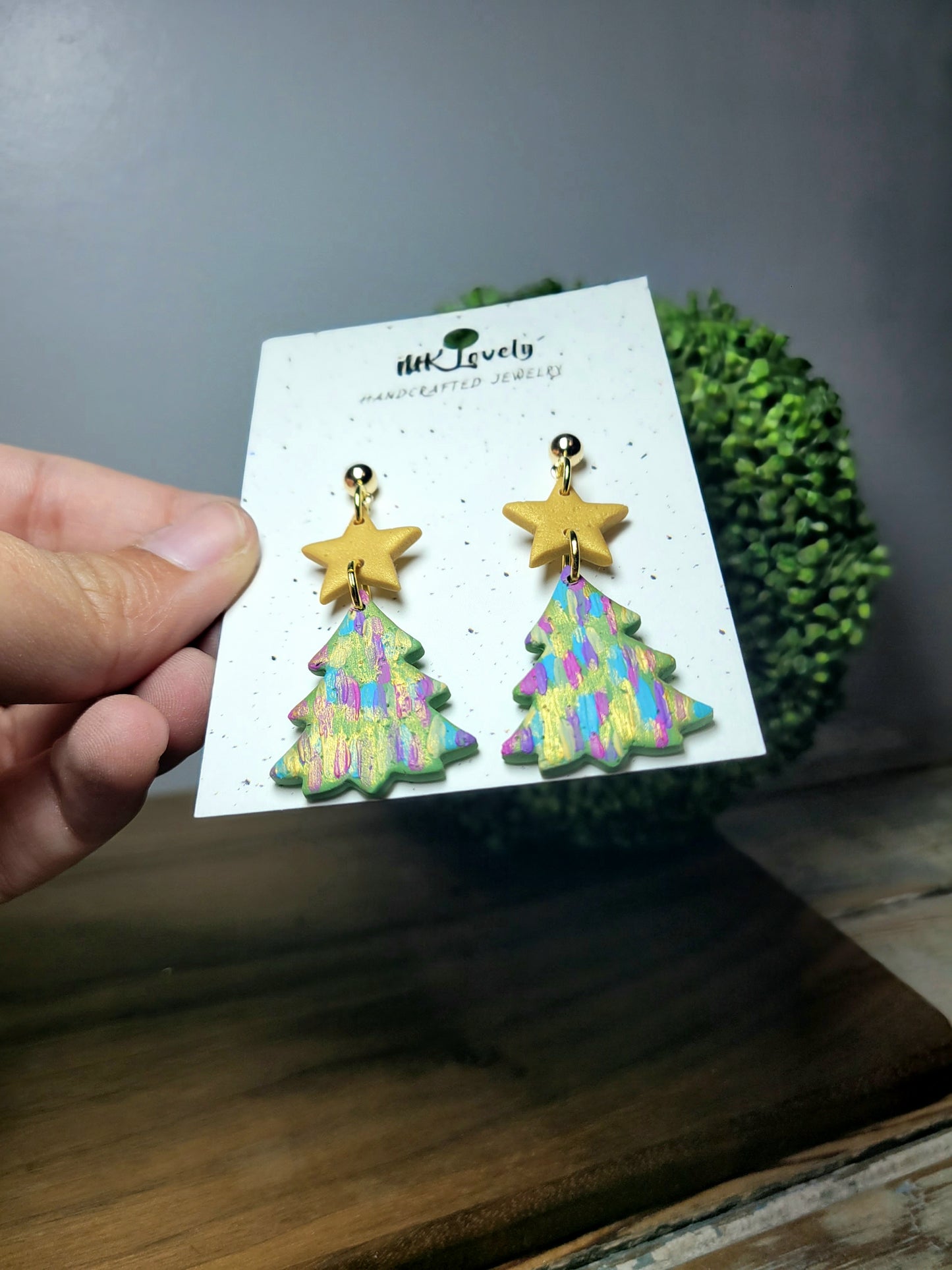Handpainted Multi-Colored Christmas Earrings