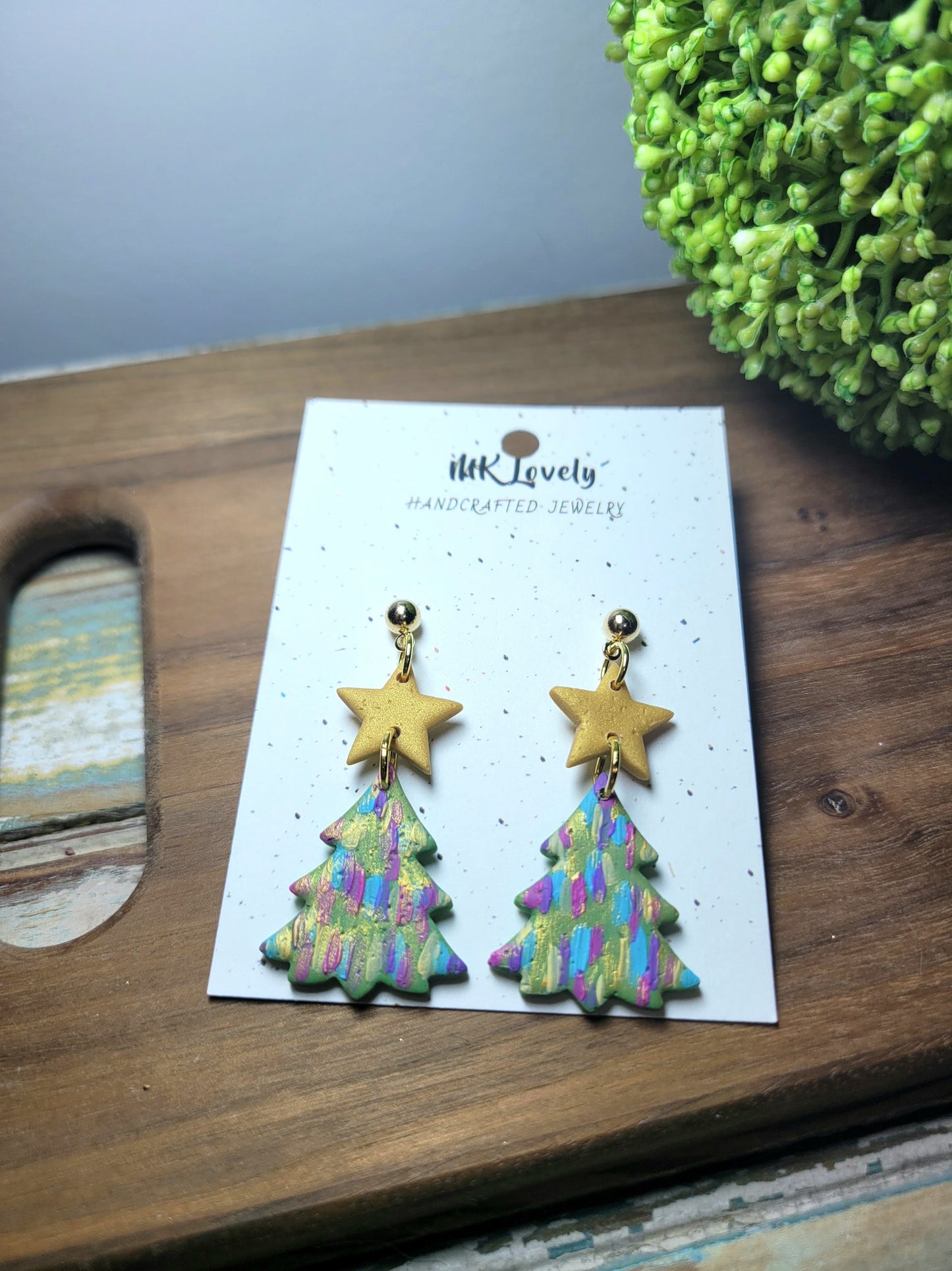Handpainted Multi-Colored Christmas Earrings