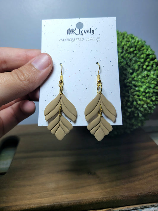 Tiered Beige Feather Dangles