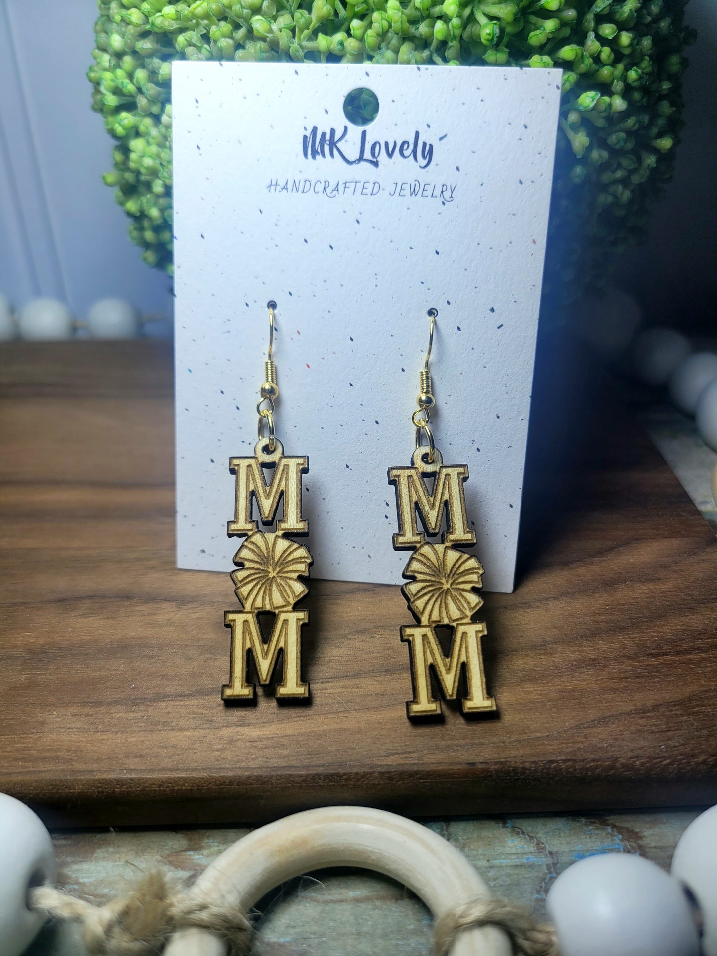 Wooden Sports Mom Earrings