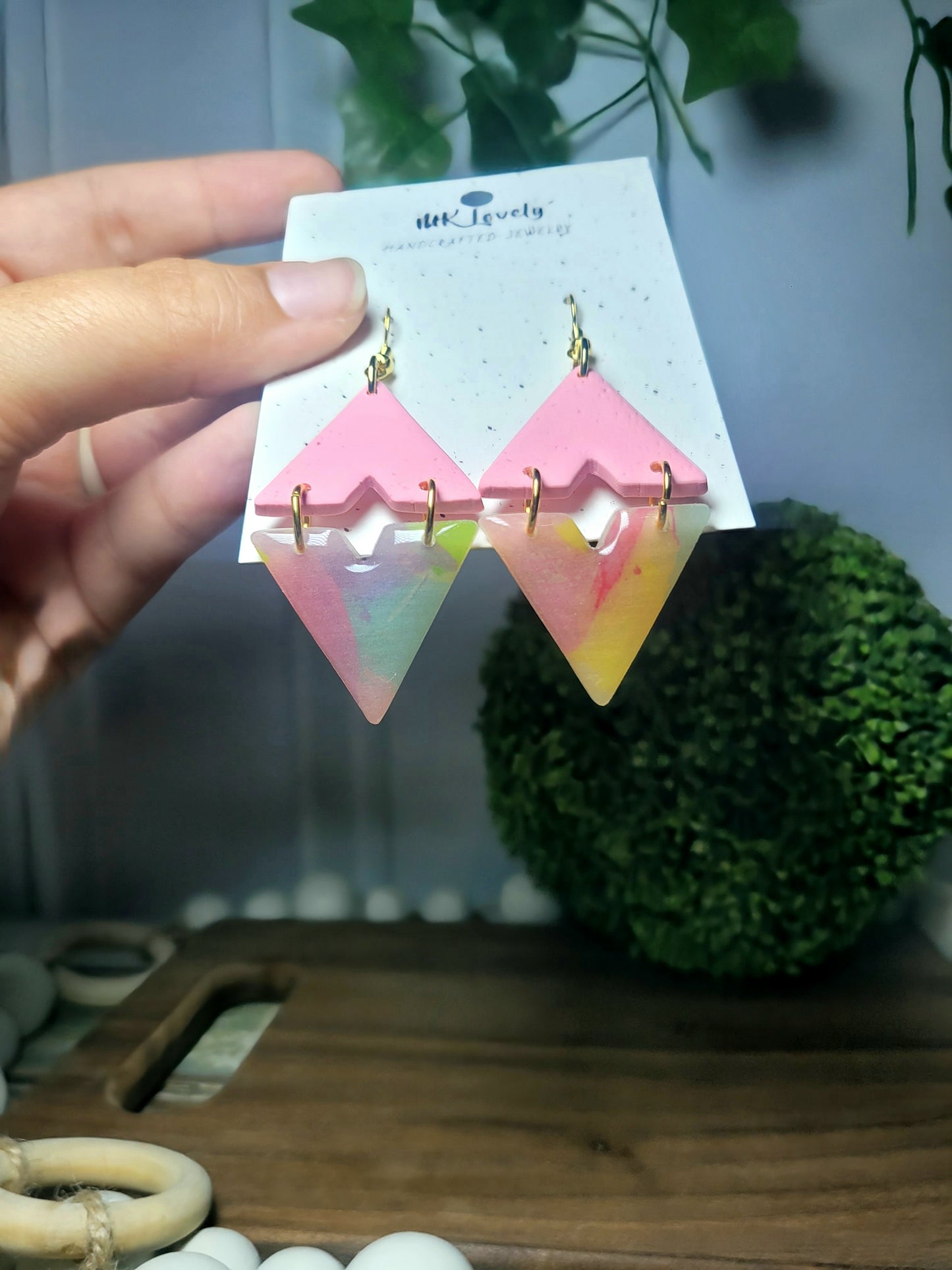 Translucent Abstract Diamond Dangles