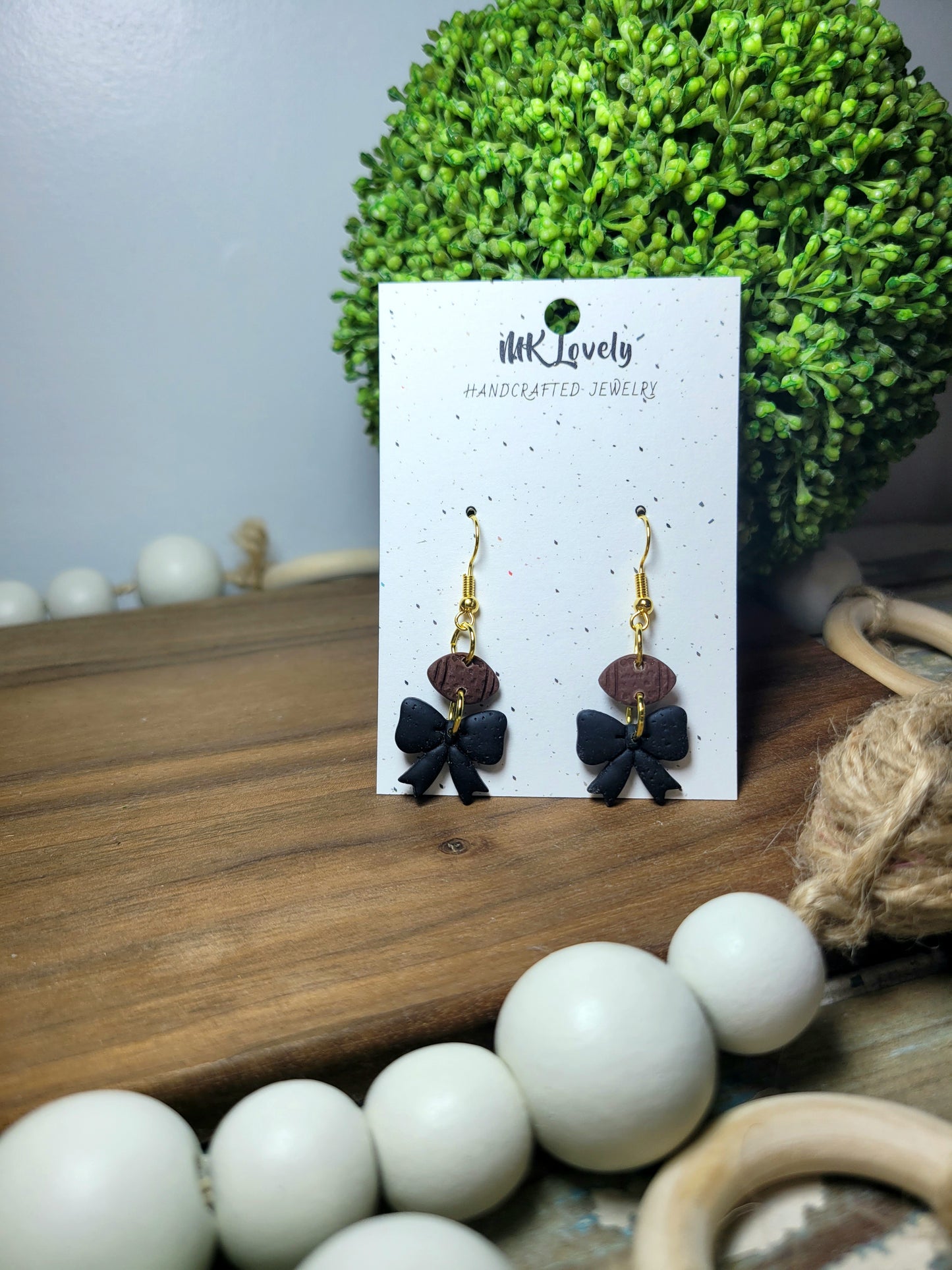 Colored Football Bow Dangles