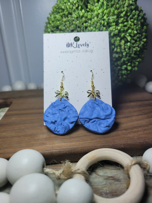 Blue Draped Bow Dangles
