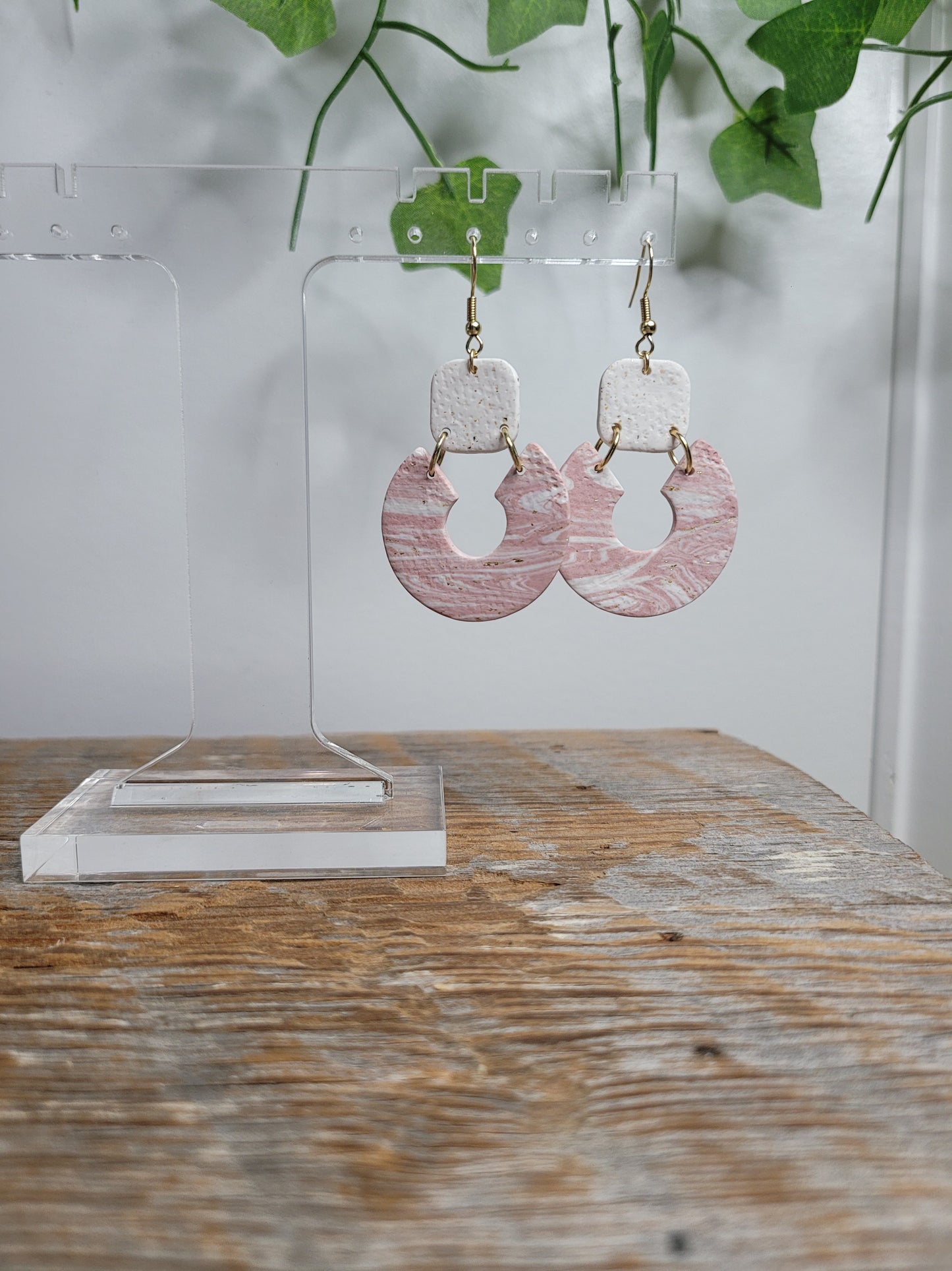 Blush & White Textured Dangles