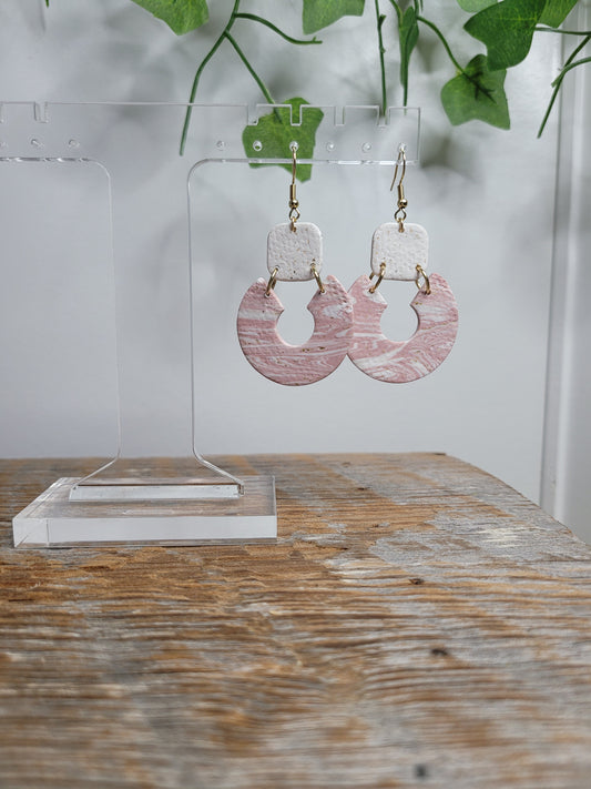 Blush & White Textured Dangles