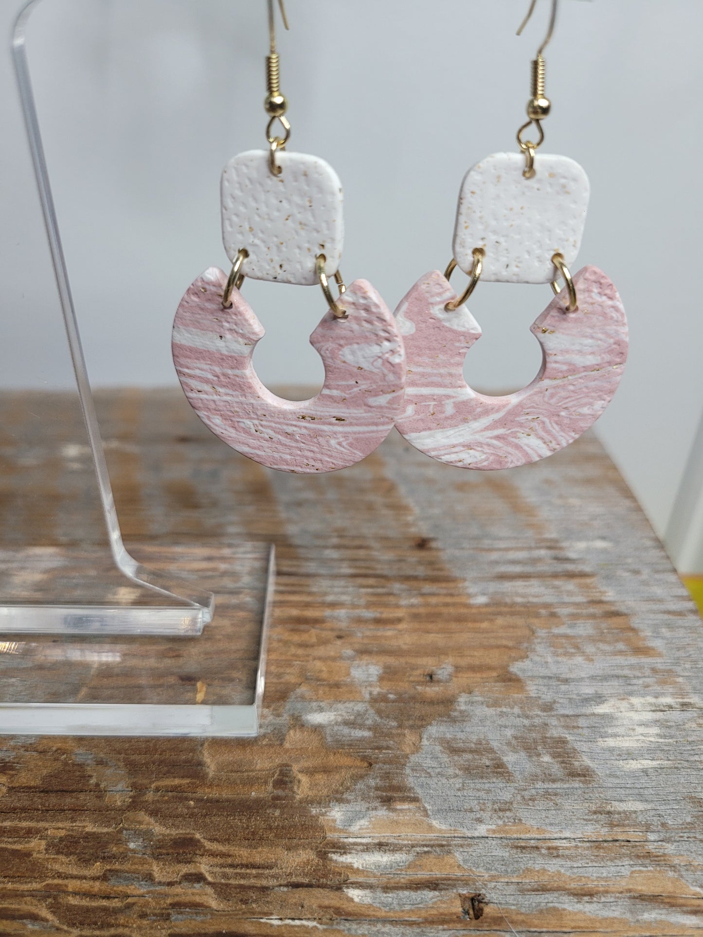 Blush & White Textured Dangles