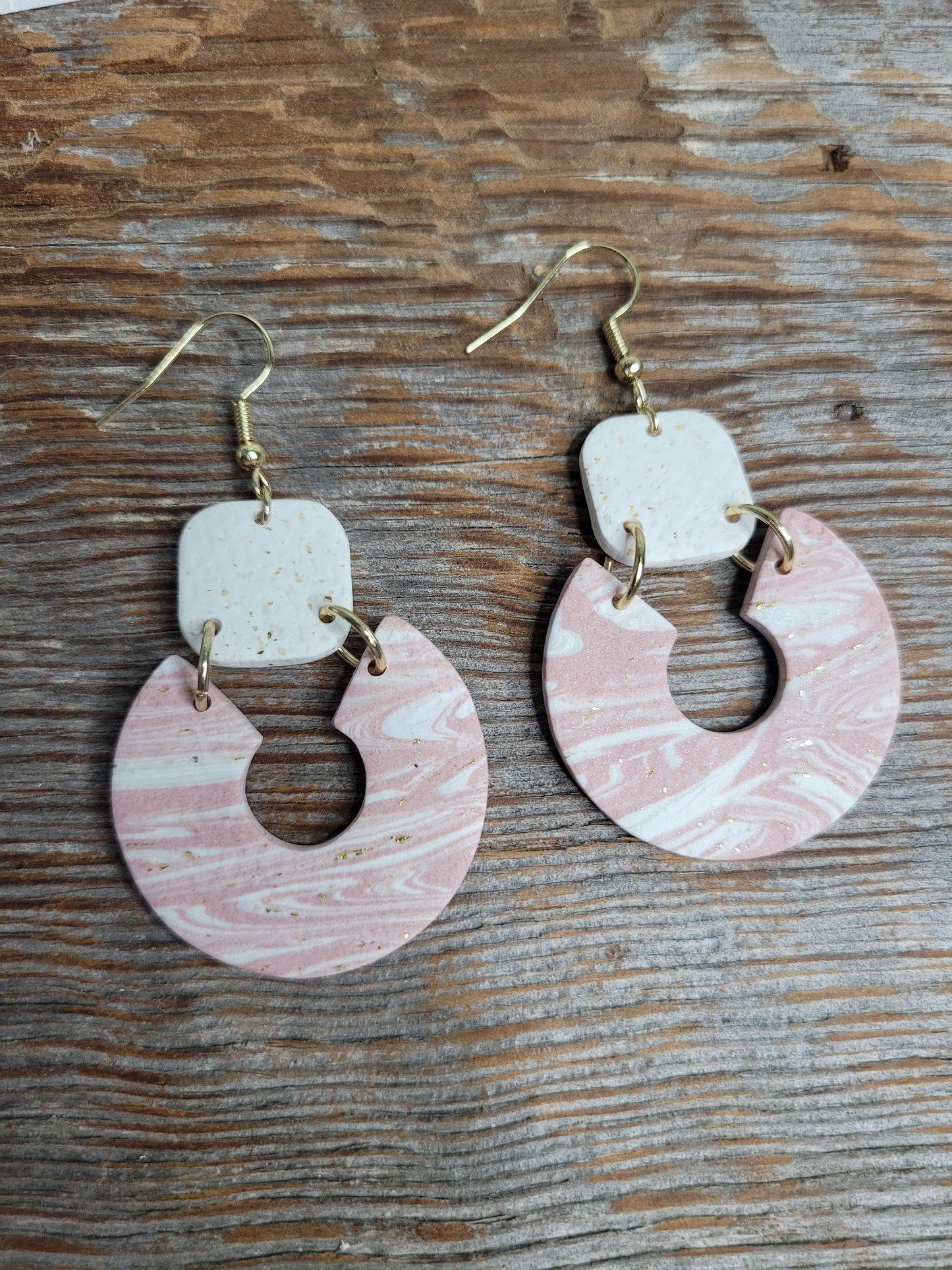 Blush & White Textured Dangles