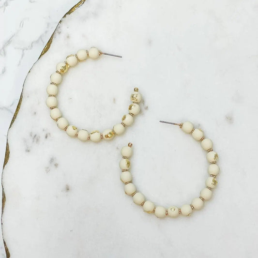 Gold-Foiled Beaded Hoop Earrings