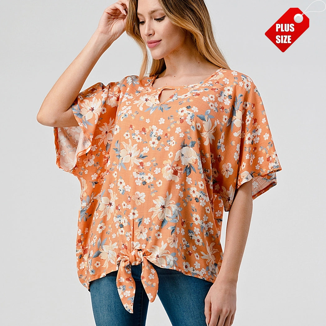 Floral Keyhole Tie Bottom Top